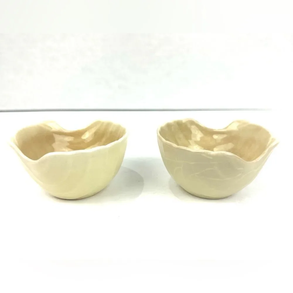 2PC Pier 1 Seashell Stoneware Dipping Bowls